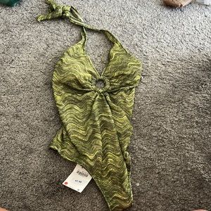 Zara textured halter swimsuit